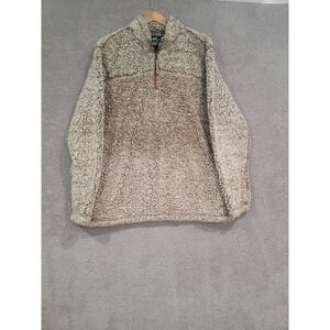 Alpine Sherpa Women's Teddy Fleece Pullover‎ L Putty Beige Quarter Zip Cozy Warm
